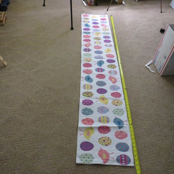 Easter Spring White with Eggs Chicks 13x72 in 6 ft Table Runner - Picture 3 of 10